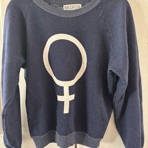 Wildfox Dark Blue Women's Sweater with Feminine Symbol